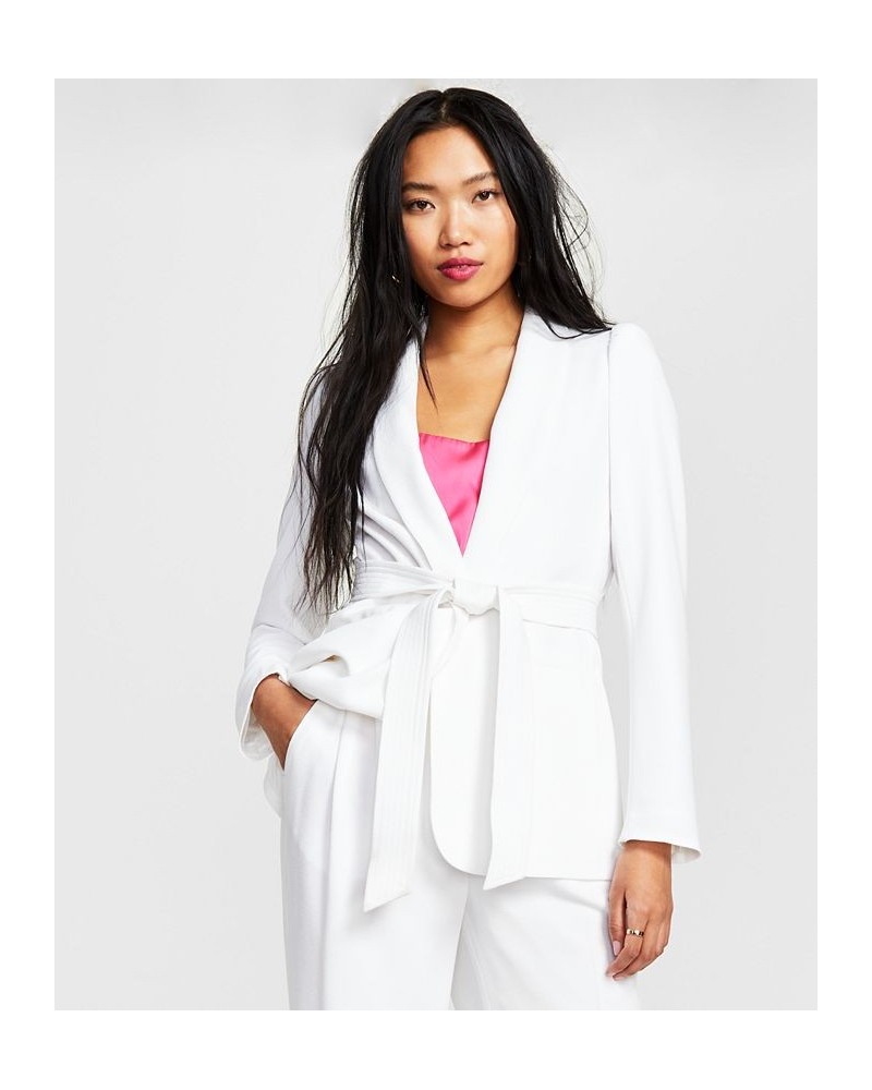 Women's Textured Belted Jacket Blanc $70.03 Jackets