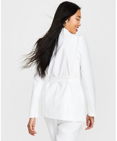 Women's Textured Belted Jacket Blanc $70.03 Jackets