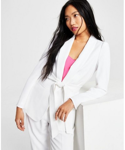 Women's Textured Belted Jacket Blanc $70.03 Jackets