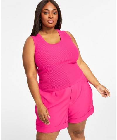 Trendy Plus Size High Rise Cargo Utility Shorts Pink $33.18 Shorts