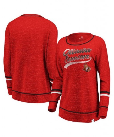 Women's Branded Red Ottawa Senators Giant Dreams Speckle Long Sleeve T-shirt Red $27.49 Tops