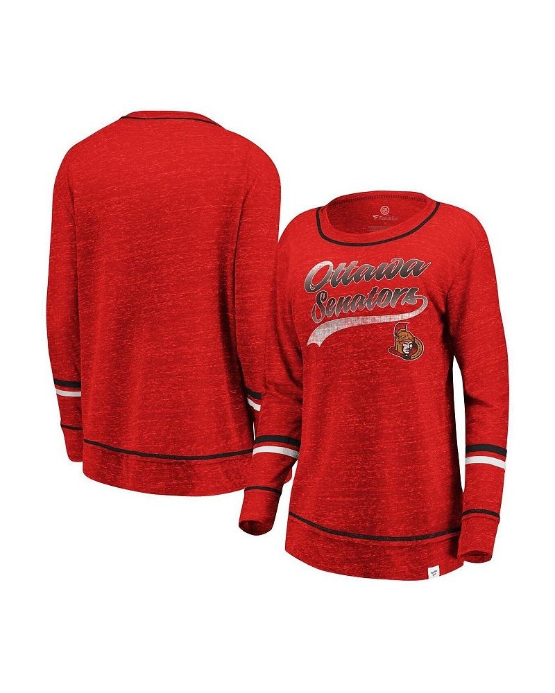 Women's Branded Red Ottawa Senators Giant Dreams Speckle Long Sleeve T-shirt Red $27.49 Tops