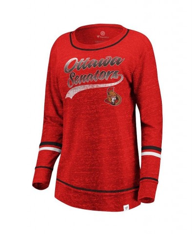 Women's Branded Red Ottawa Senators Giant Dreams Speckle Long Sleeve T-shirt Red $27.49 Tops