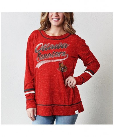 Women's Branded Red Ottawa Senators Giant Dreams Speckle Long Sleeve T-shirt Red $27.49 Tops