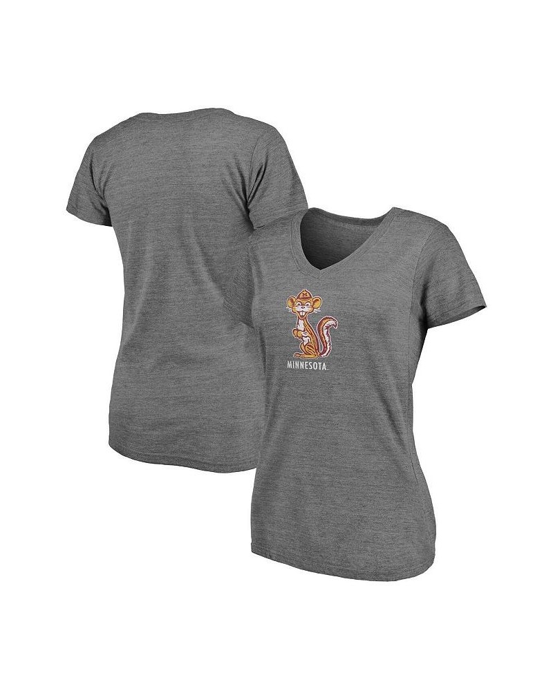 Women's Branded Heathered Gray Minnesota Golden Gophers Vault Primary Logo V-Neck Tri-Blend T-shirt Heathered Gray $21.59 Tops