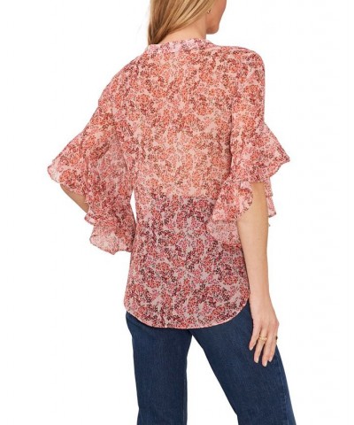 Women's Pintuck Flutter Sleeve Blouse Fresh Pink $37.38 Tops