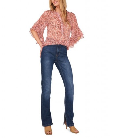 Women's Pintuck Flutter Sleeve Blouse Fresh Pink $37.38 Tops