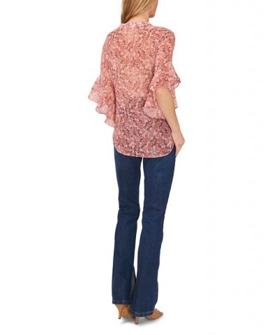 Women's Pintuck Flutter Sleeve Blouse Fresh Pink $37.38 Tops