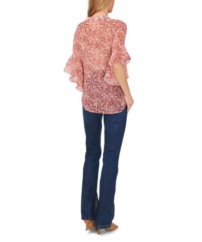 Women's Pintuck Flutter Sleeve Blouse Fresh Pink $37.38 Tops