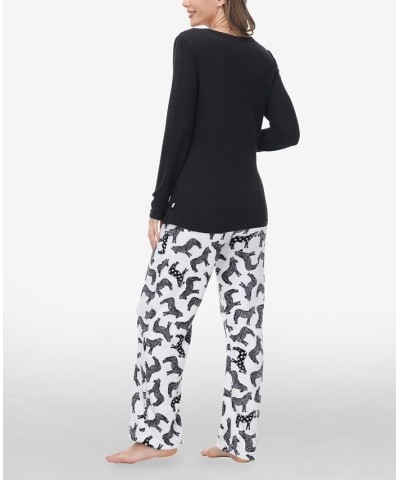 Women's Henley Top with Microlight Lounge Pant Set 2 Piece Dots $21.71 Sleepwear