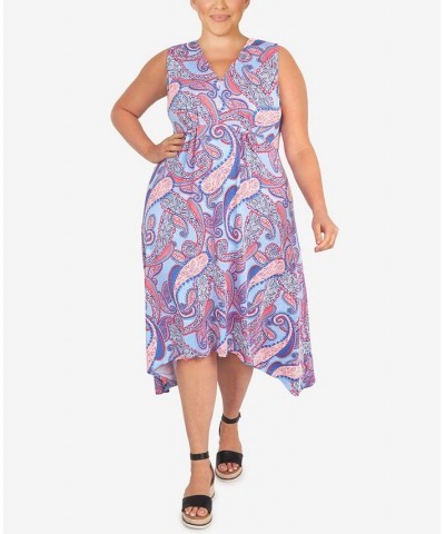 Plus Size Puff Paisley Dress Royal Multi $36.52 Dresses