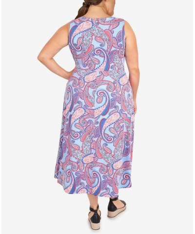 Plus Size Puff Paisley Dress Royal Multi $36.52 Dresses