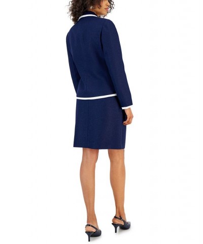 Women's Sparkle Contrast-Trim Jacket & Pencil Skirt Suit Blue $117.80 Suits