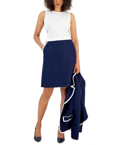 Women's Sparkle Contrast-Trim Jacket & Pencil Skirt Suit Blue $117.80 Suits