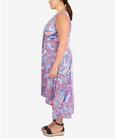 Plus Size Puff Paisley Dress Royal Multi $36.52 Dresses