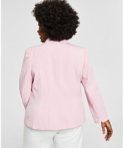 Plus Size Crepe One-Button Blazer Pink $35.70 Jackets