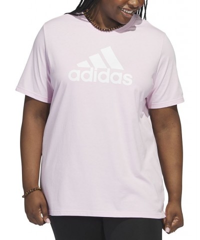 Plus Size Women's Badge of Sport Logo T-Shirt Clear Pink $13.44 Tops