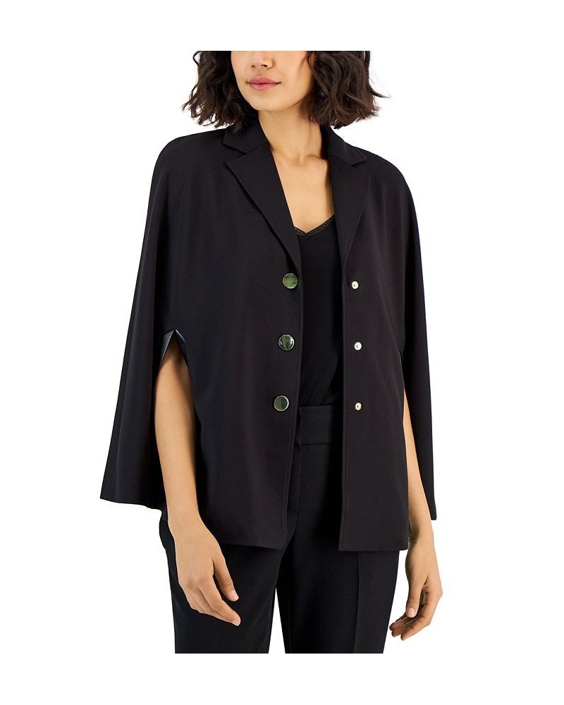 Women's Notch-Collar Cape-Sleeve Jacket Anne Black $45.67 Jackets