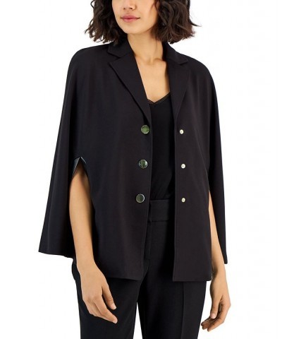 Women's Notch-Collar Cape-Sleeve Jacket Anne Black $45.67 Jackets