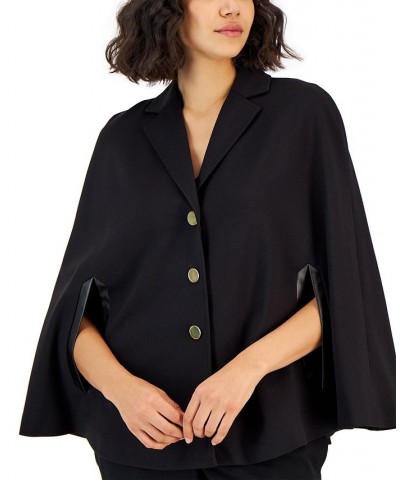 Women's Notch-Collar Cape-Sleeve Jacket Anne Black $45.67 Jackets