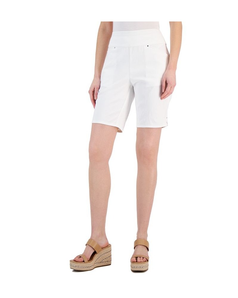 Women's Mid Rise Pull-On Bermuda Shorts White $17.15 Shorts