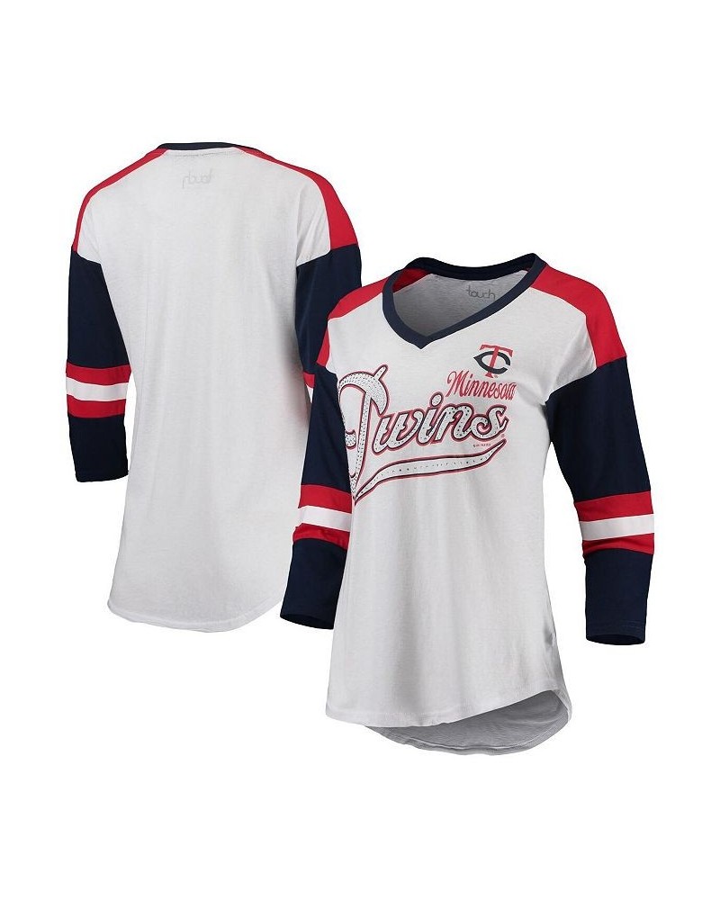 Women's White and Red Minnesota Twins Base Runner 3/4-Sleeve V-Neck T-shirt White, Red $23.10 Tops