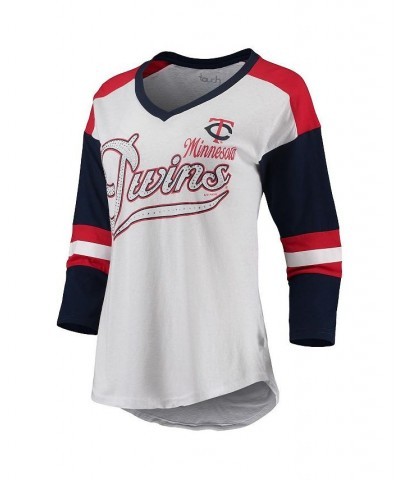 Women's White and Red Minnesota Twins Base Runner 3/4-Sleeve V-Neck T-shirt White, Red $23.10 Tops