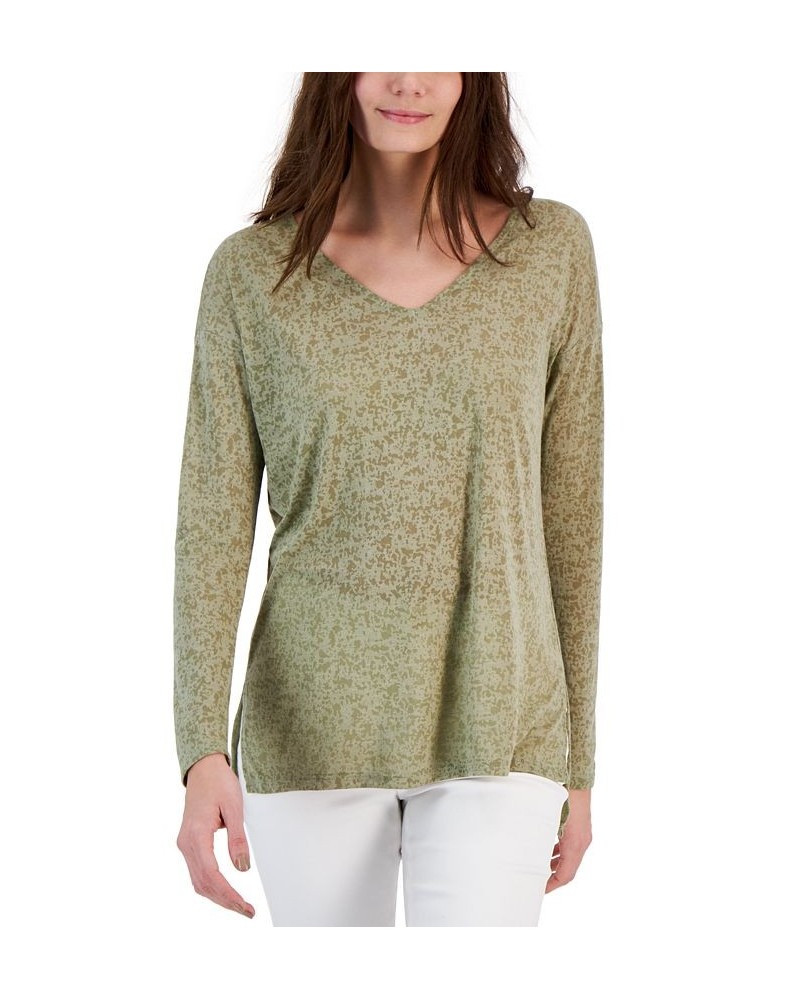 Women's Burnout Long-Sleeve Tunic Hazy Sage $15.03 Tops