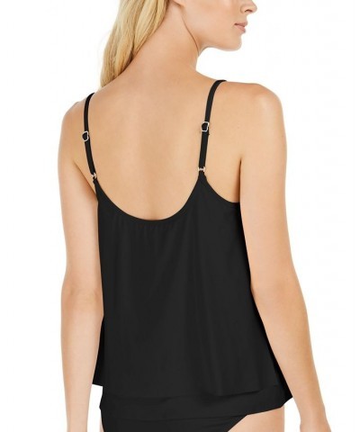 Layered Underwire Tankini Top Black $41.30 Swimsuits