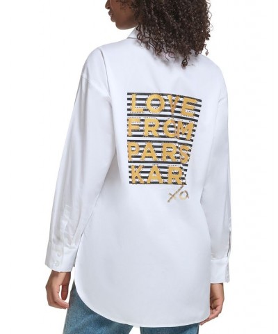 Women's Love From Paris Cotton Logo-Graphic Shirt White $52.58 Tops