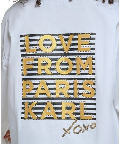 Women's Love From Paris Cotton Logo-Graphic Shirt White $52.58 Tops