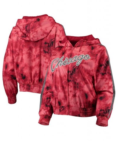 Women's Red Chicago Bulls Galaxy Sublimated Windbreaker Pullover Full-Zip Hoodie Red $58.05 Jackets