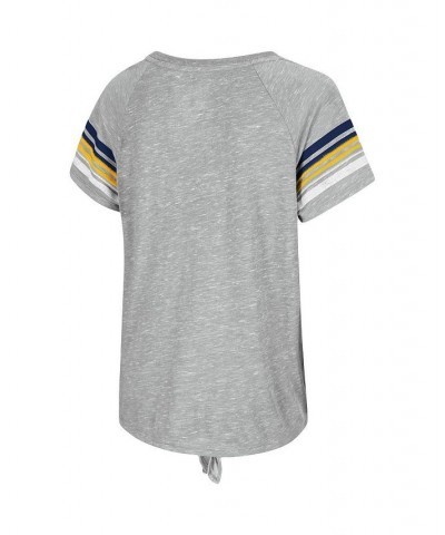 Women's Heathered Gray West Virginia Mountaineers Boo You Knotted Raglan T-Shirt Heathered Gray $19.35 Tops