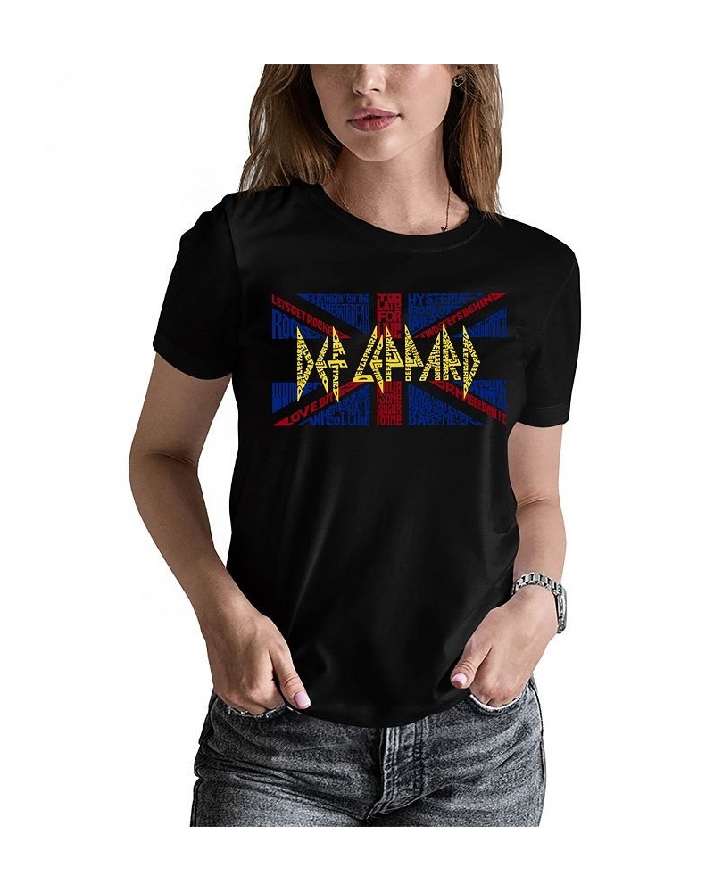 Women's Word Art T-shirt - Def Leppard Top Black $16.10 Tops