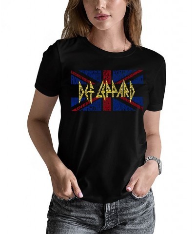 Women's Word Art T-shirt - Def Leppard Top Black $16.10 Tops