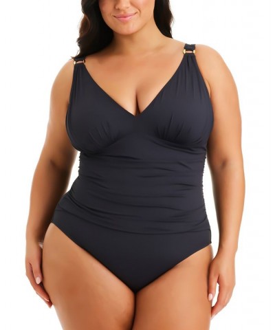 Plus Size Molded-Cup One-Piece Swimsuit Black $60.45 Swimsuits