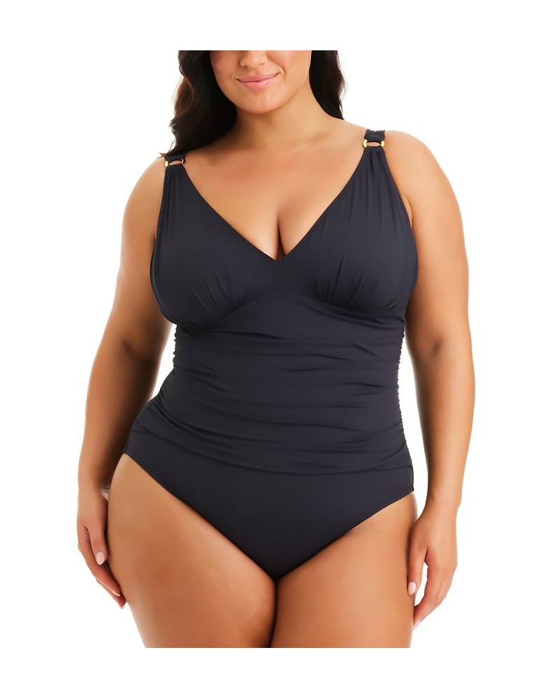 Plus Size Molded-Cup One-Piece Swimsuit Black $60.45 Swimsuits