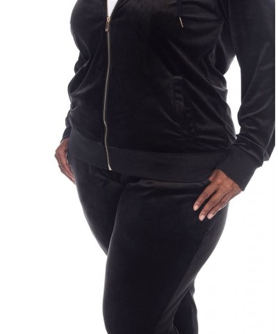 Plus Size Velour Tracksuit Loungewear 2pc Set Black $35.19 Sleepwear