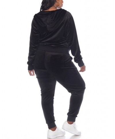 Plus Size Velour Tracksuit Loungewear 2pc Set Black $35.19 Sleepwear