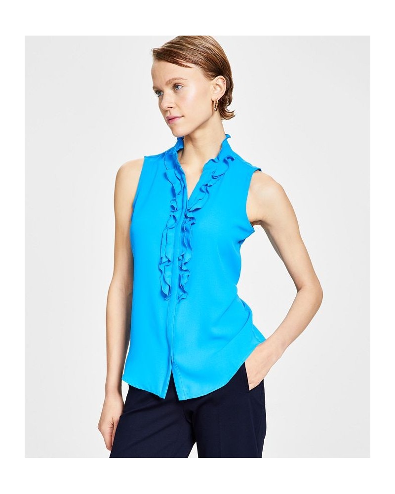 Women's Ruffled Top Blue $27.24 Tops