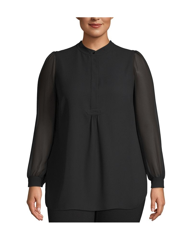 Plus Size Sheer-Sleeve Tunic Anne Black $29.84 Tops