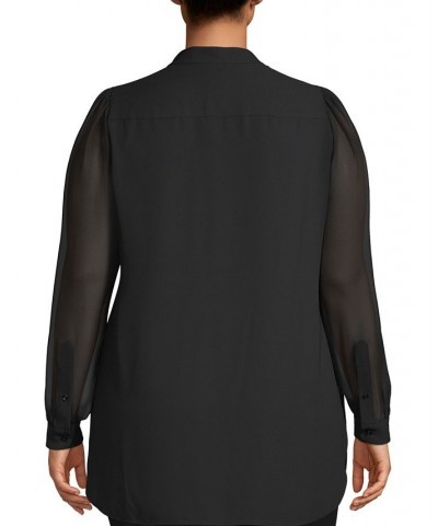 Plus Size Sheer-Sleeve Tunic Anne Black $29.84 Tops