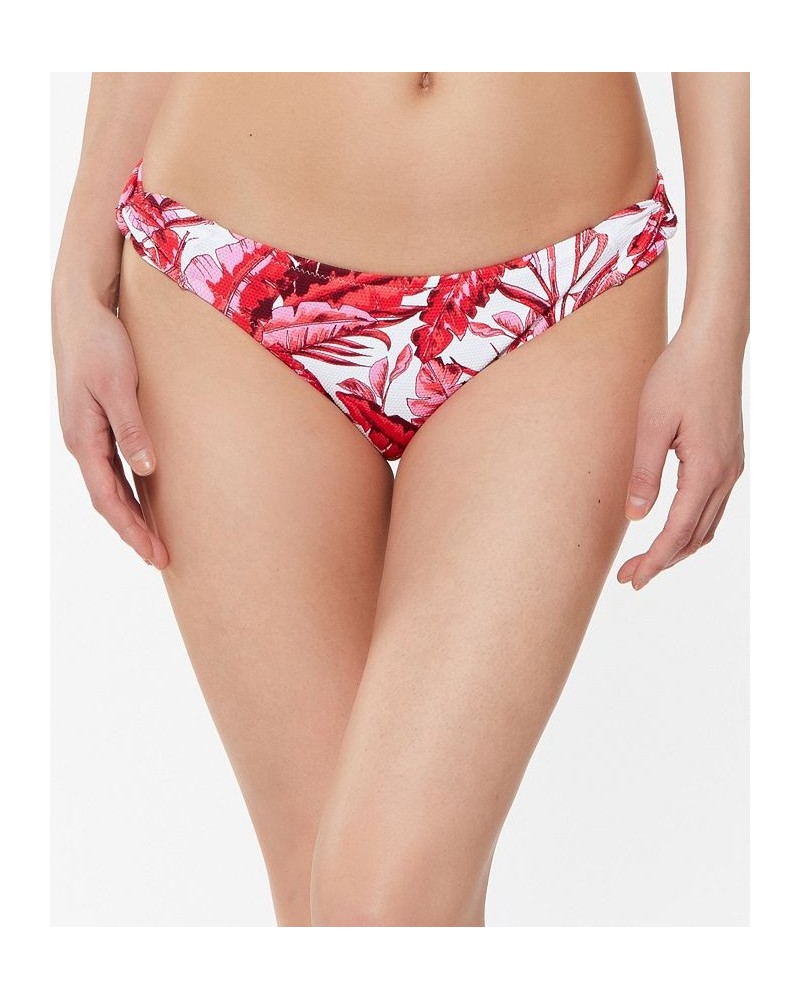 Printed Paradiso Palm Side-Twist Hipster Bikini Bottoms Fuchsia Multi $19.55 Swimsuits