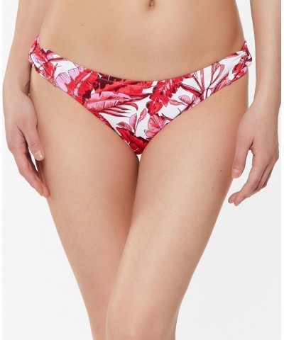 Printed Paradiso Palm Side-Twist Hipster Bikini Bottoms Fuchsia Multi $19.55 Swimsuits