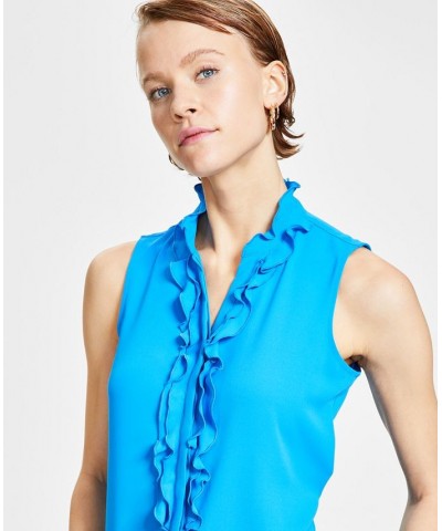 Women's Ruffled Top Blue $27.24 Tops