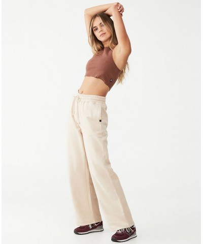 Women's Plush Wide Leg Track Pants Sesame $23.10 Pants