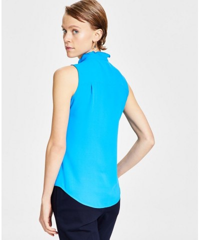 Women's Ruffled Top Blue $27.24 Tops