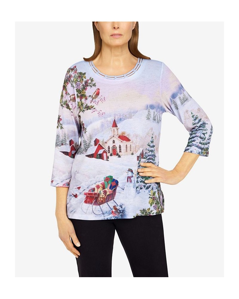 Petite Size Classics Holiday Scenic Top Multi $30.32 Tops