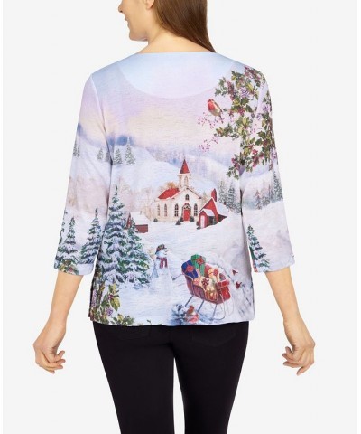 Petite Size Classics Holiday Scenic Top Multi $30.32 Tops