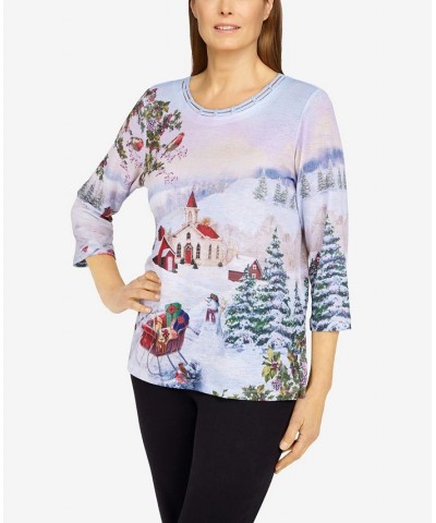 Petite Size Classics Holiday Scenic Top Multi $30.32 Tops